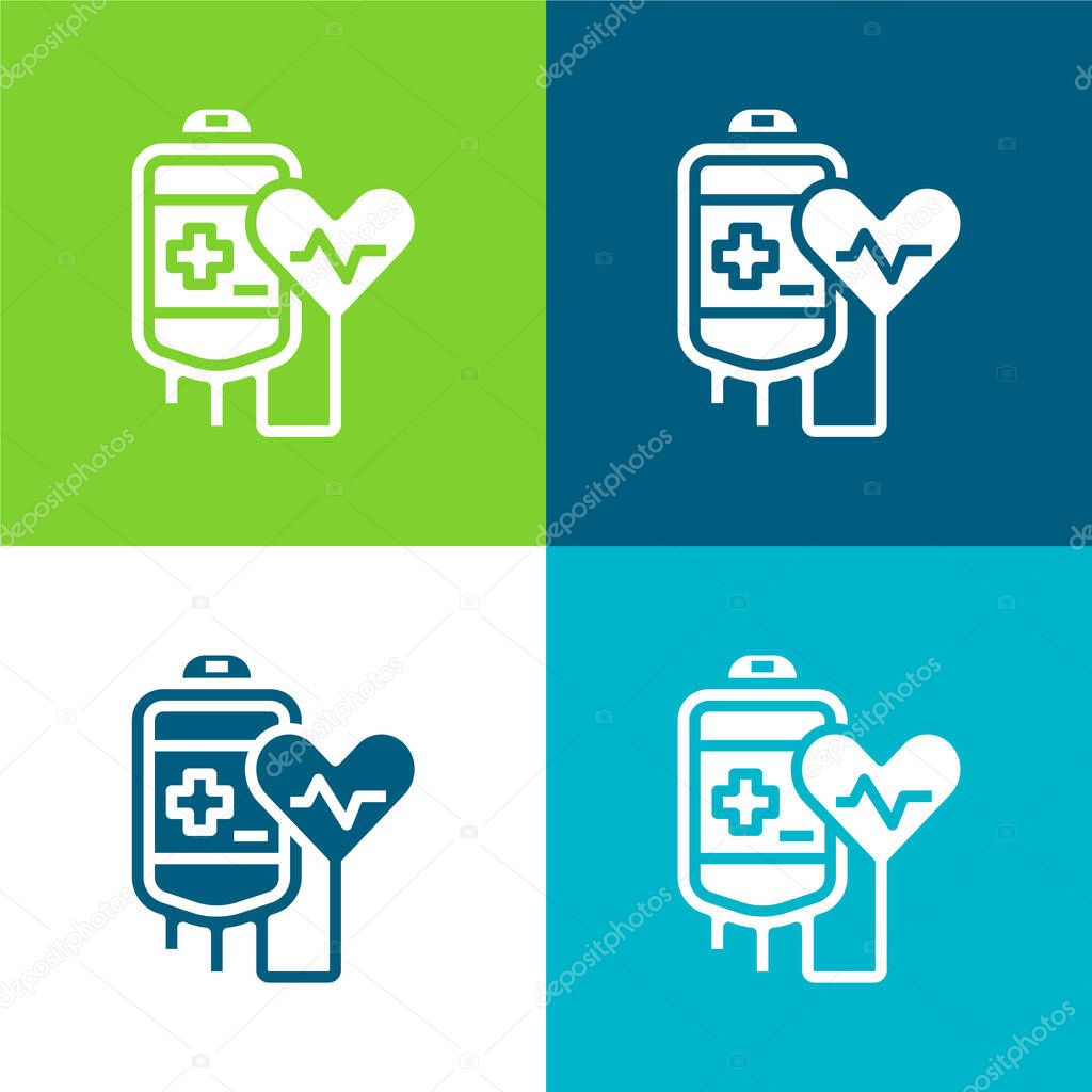 Blood Donation Flat four color minimal icon set