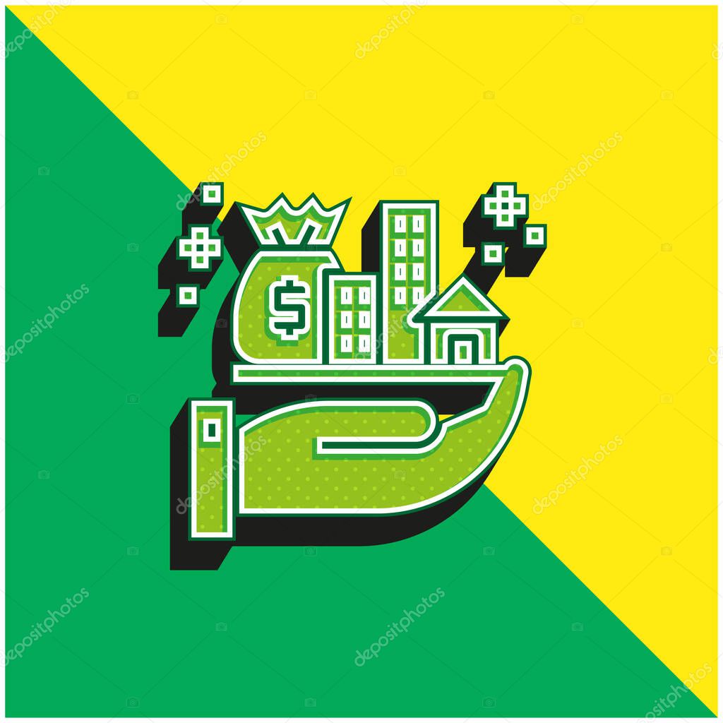 Assets Green and yellow modern 3d vector icon logo