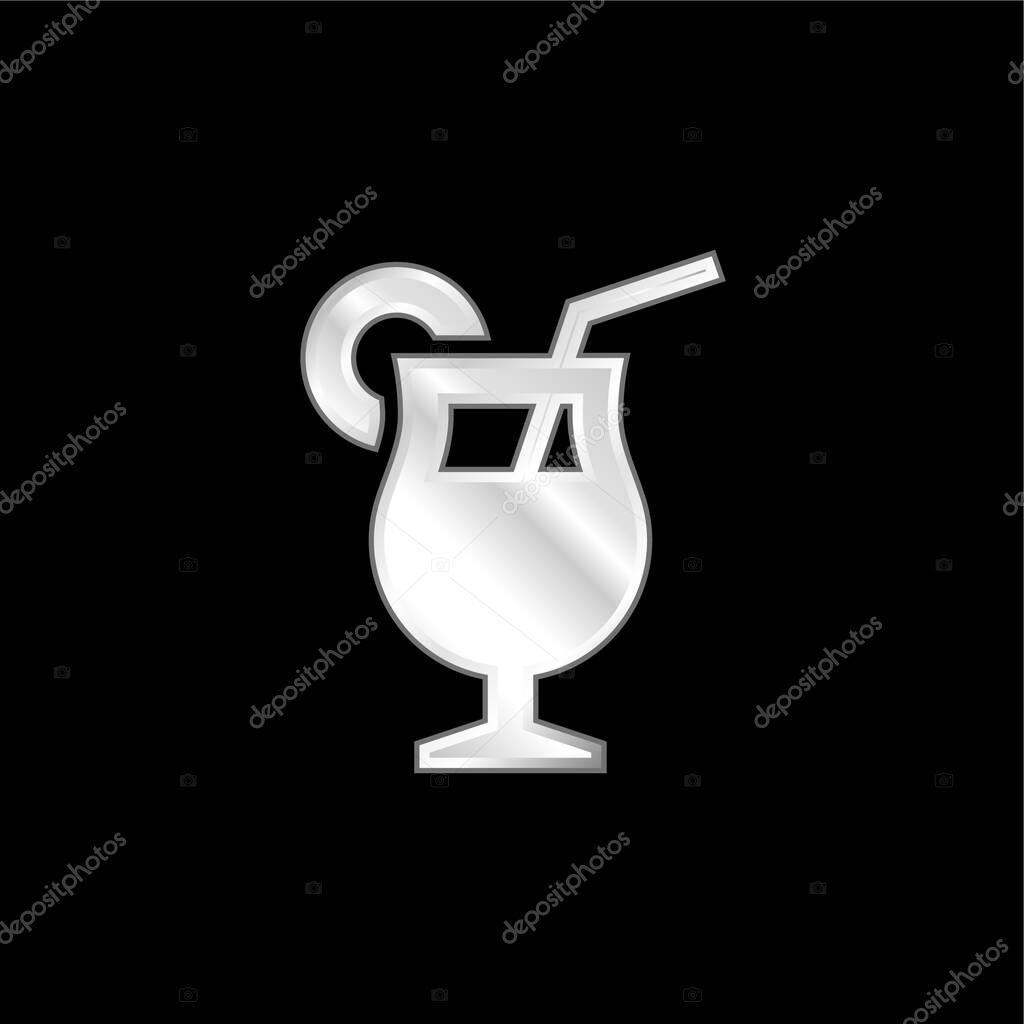 Beverage silver plated metallic icon