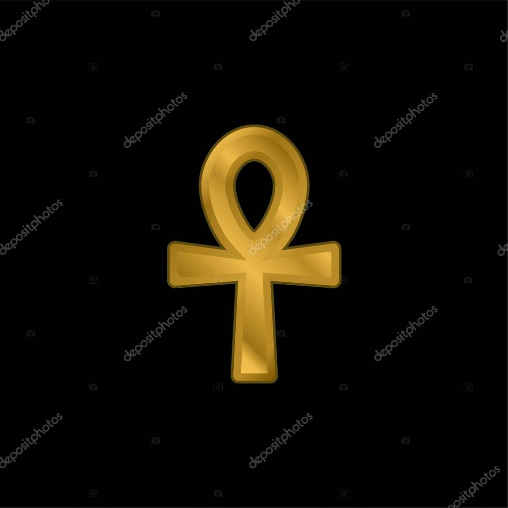 Ankh gold plated metalic icon or logo vector