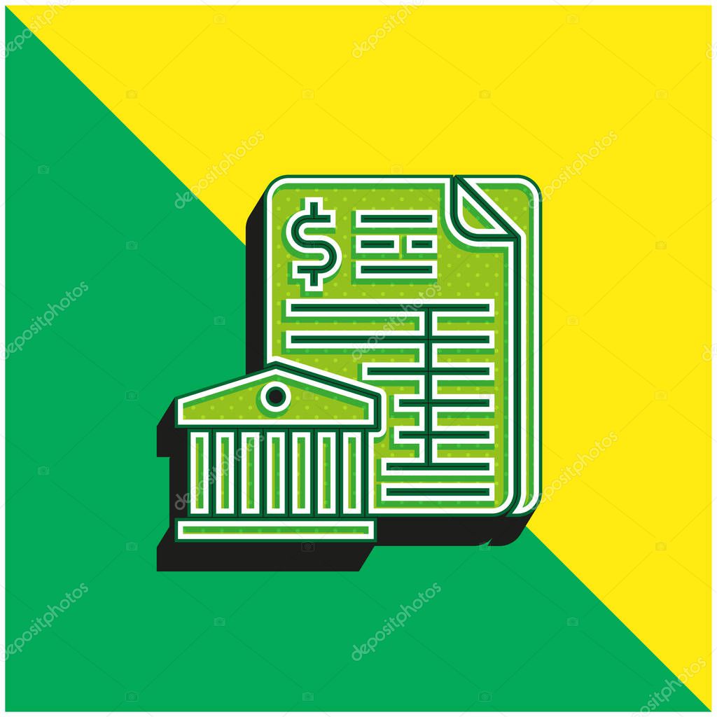 Bank Statement Green and yellow modern 3d vector icon logo