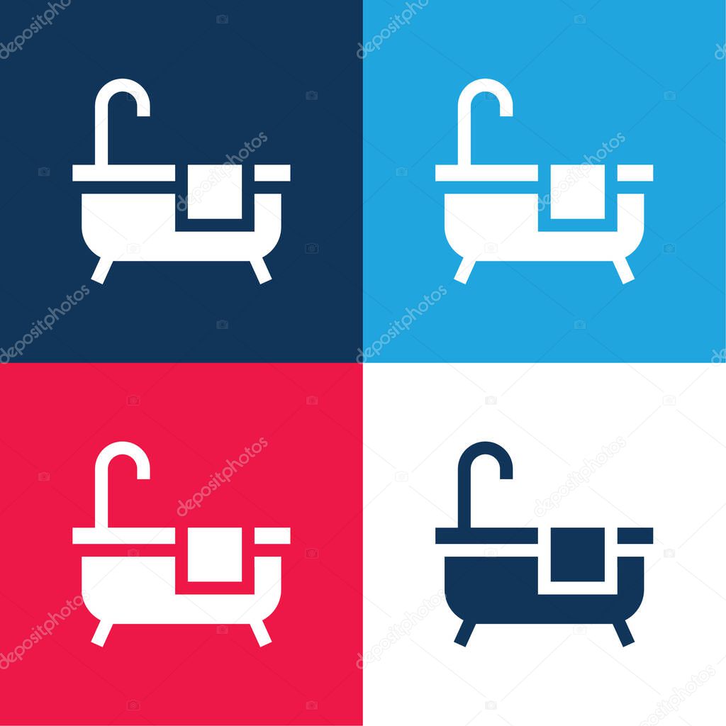 Bath blue and red four color minimal icon set