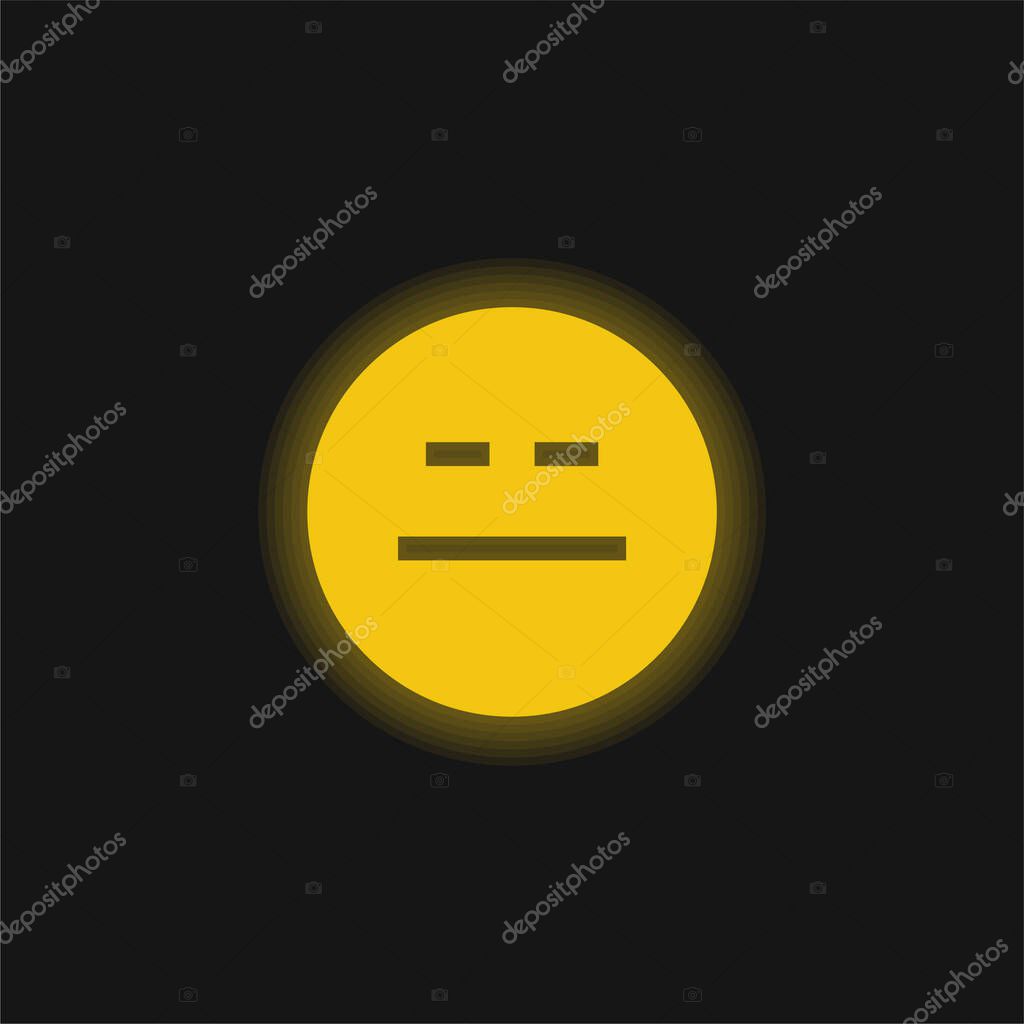 Bored yellow glowing neon icon