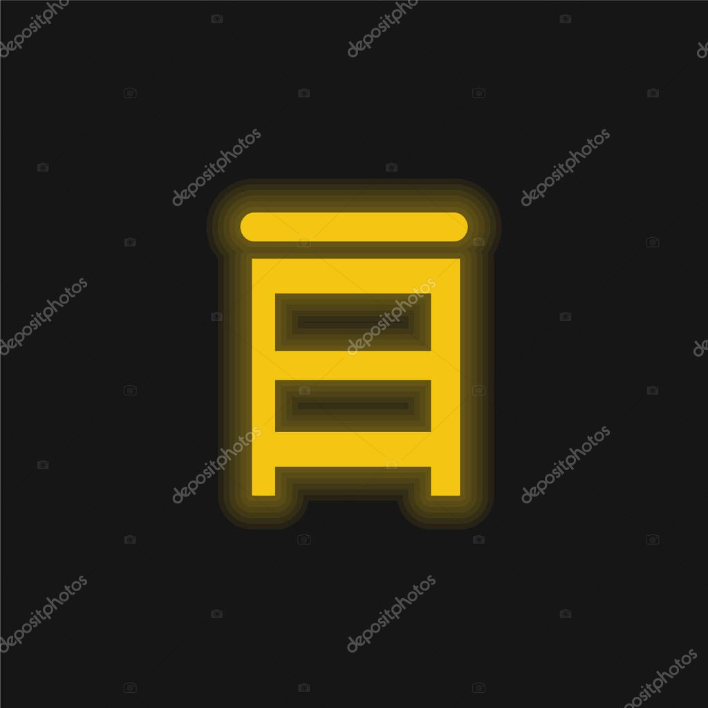 Bedroom Stairs Tool yellow glowing neon icon