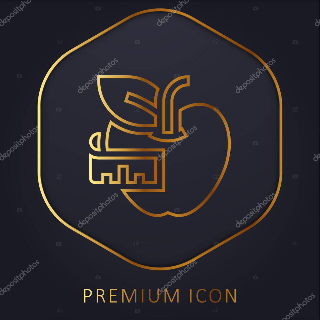 Apple golden line premium logo or icon