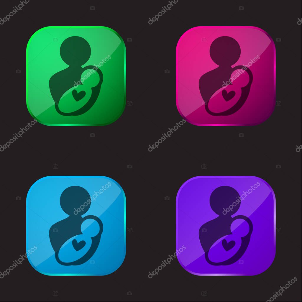 Baby And Mom four color glass button icon