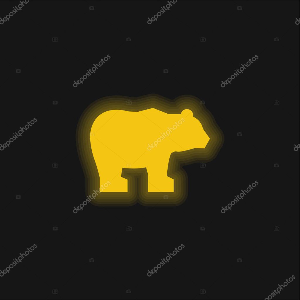 Bear yellow glowing neon icon