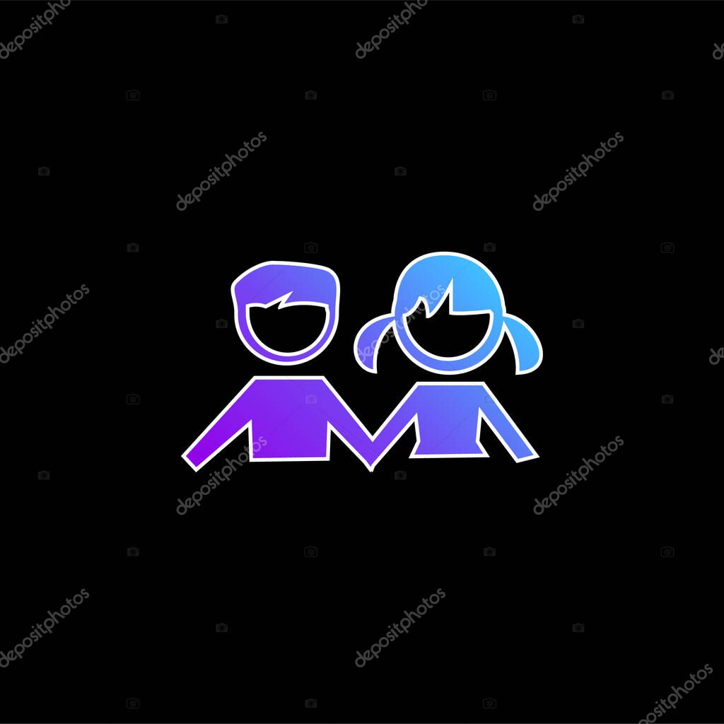 Boy And Girl Students blue gradient vector icon