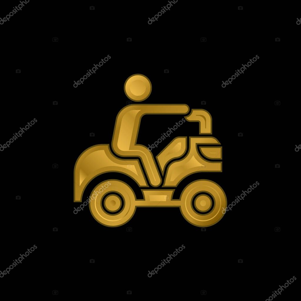 Atv gold plated metalic icon or logo vector