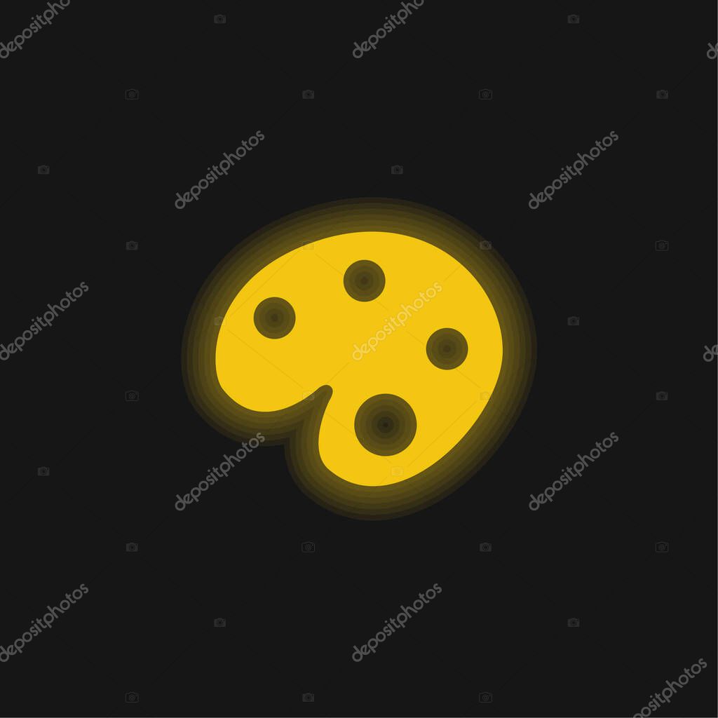 Artist Paint Palette yellow glowing neon icon