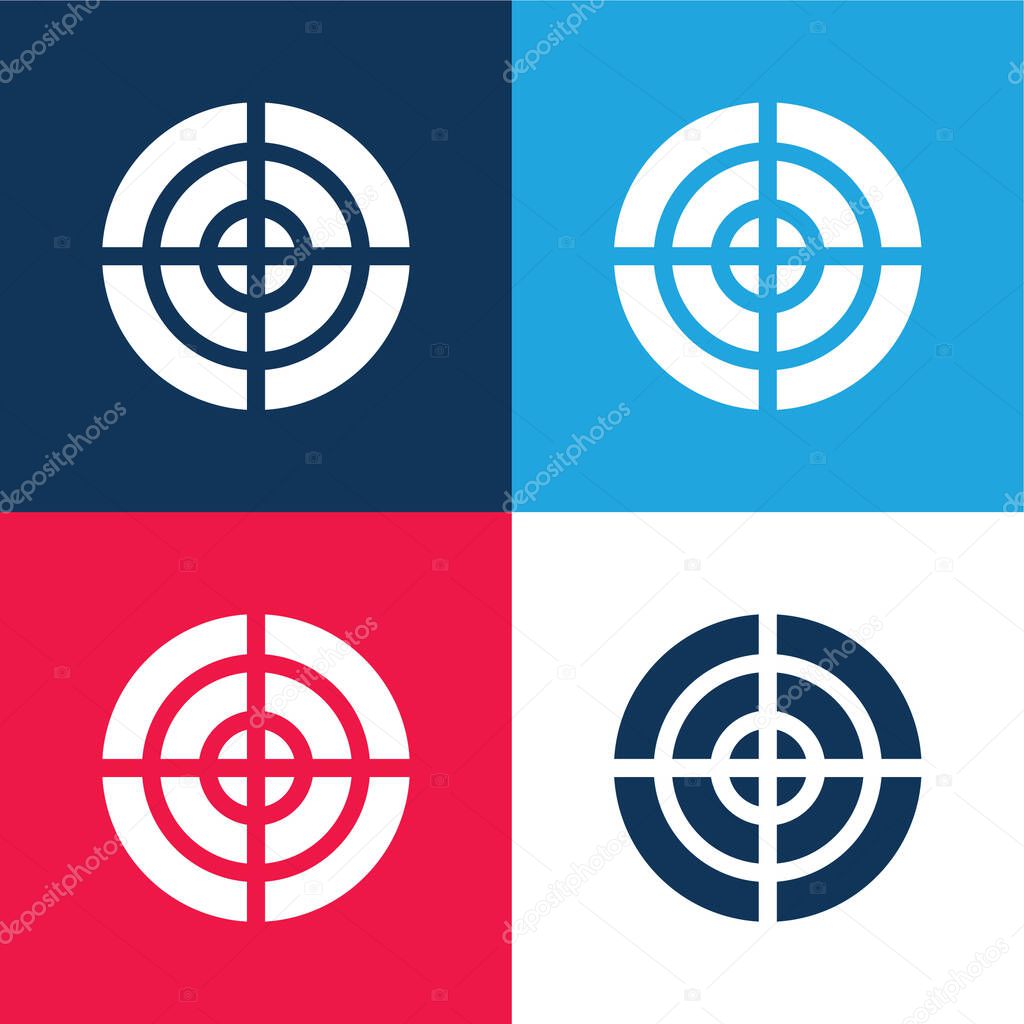 Aim blue and red four color minimal icon set