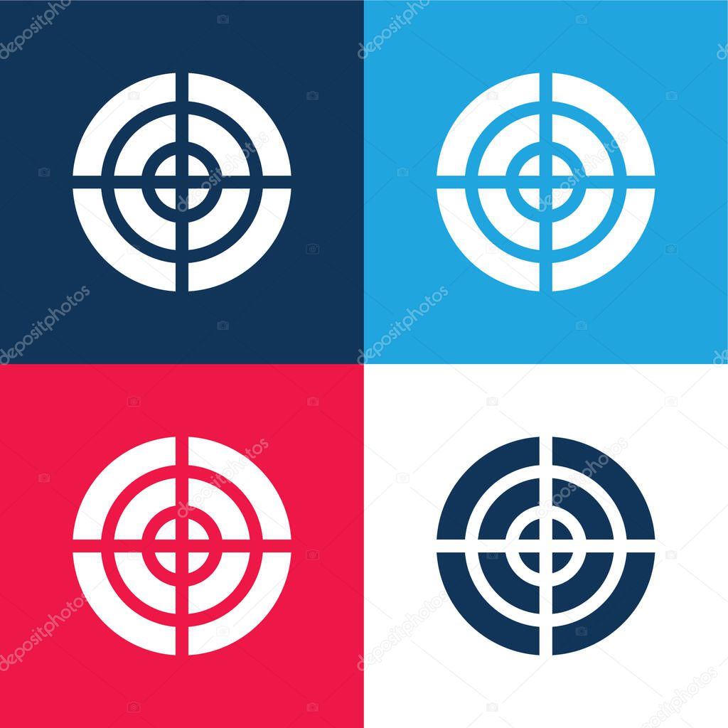 Aim blue and red four color minimal icon set