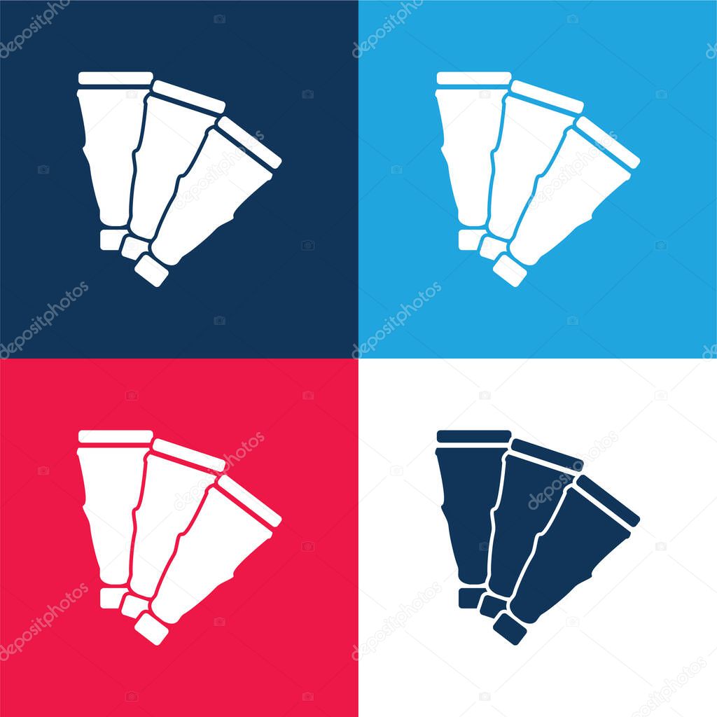 Art Piece Like A Fan blue and red four color minimal icon set