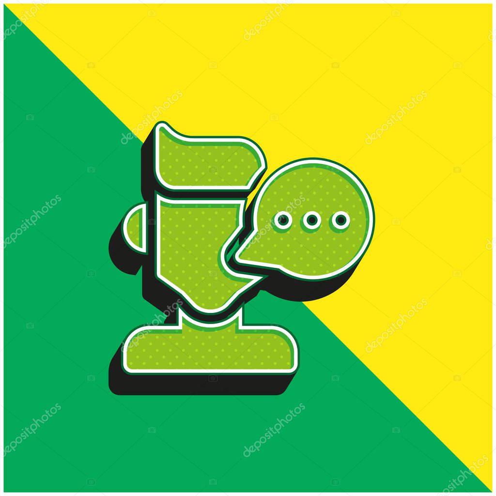 Blogger Green and yellow modern 3d vector icon logo