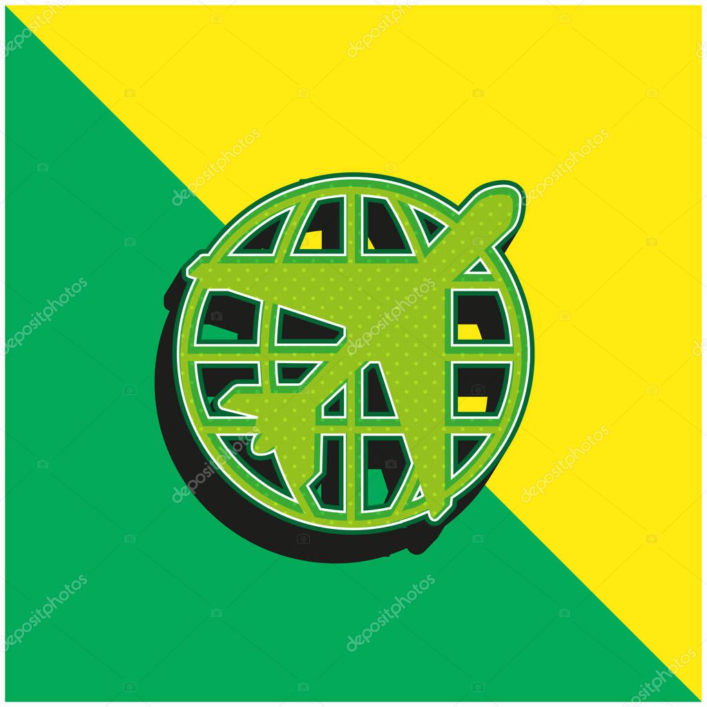 Airport Green and yellow modern 3d vector icon logo