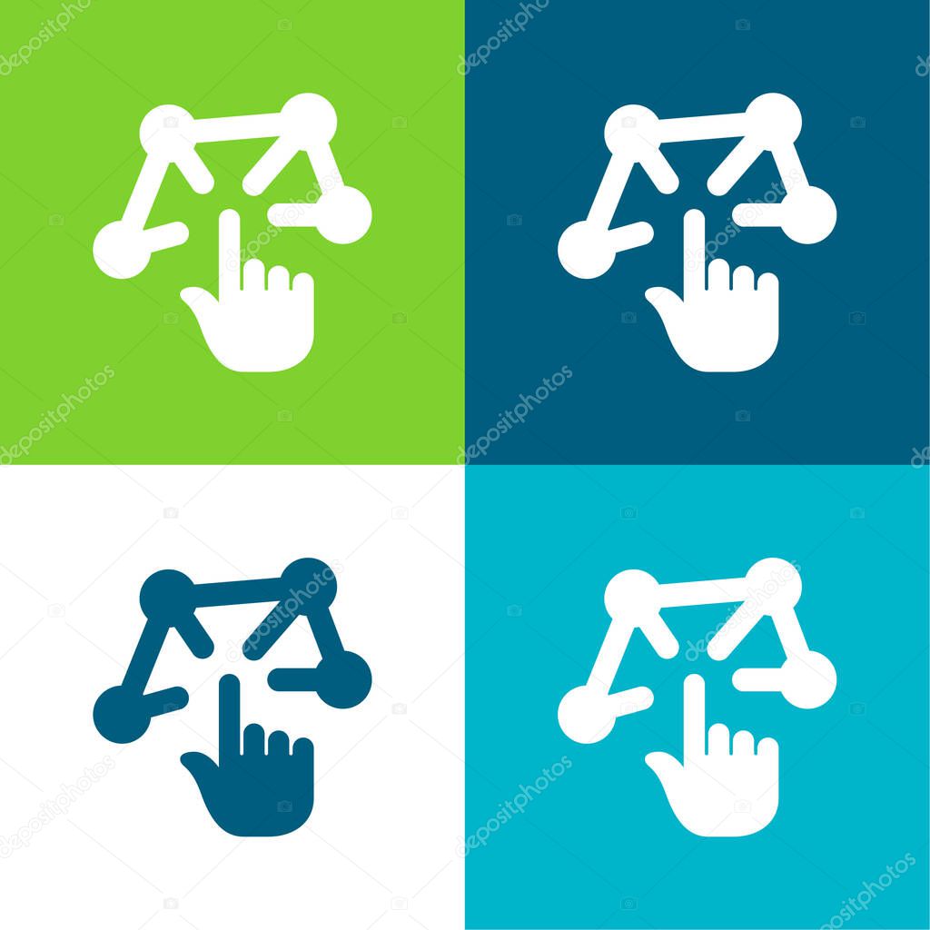 3d Modeling Flat four color minimal icon set