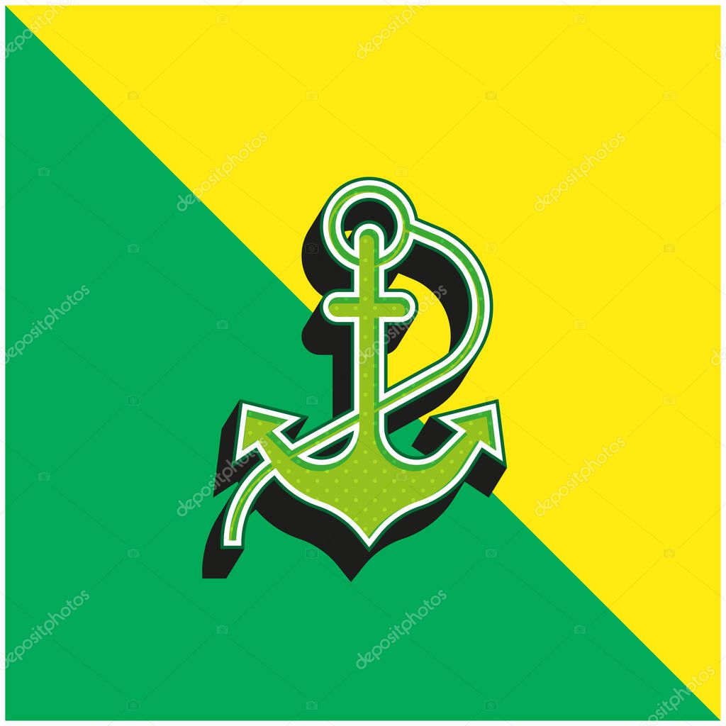 Anchor Green and yellow modern 3d vector icon logo