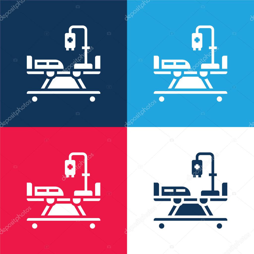 Bed blue and red four color minimal icon set