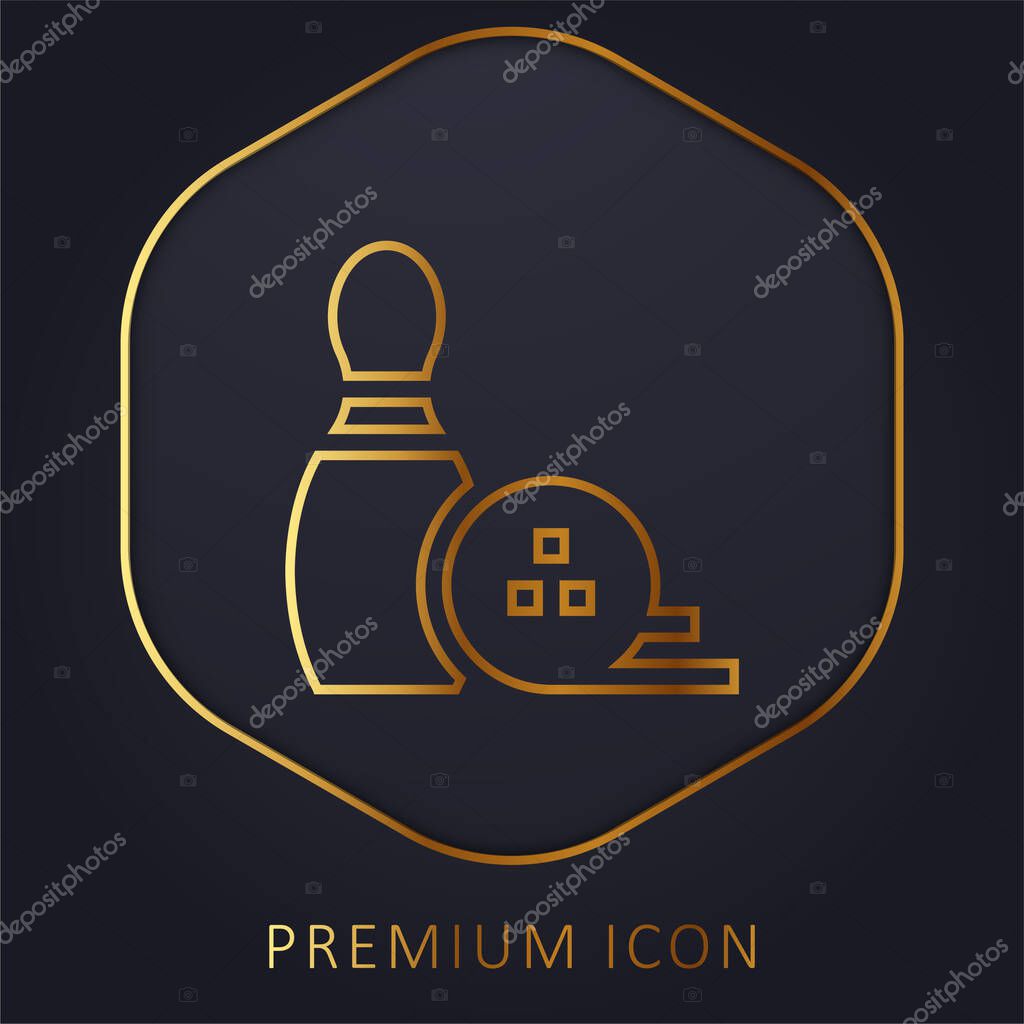 Bowling Pin golden line premium logo or icon