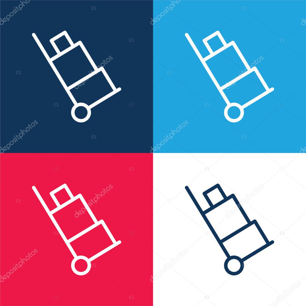 Baggage blue and red four color minimal icon set