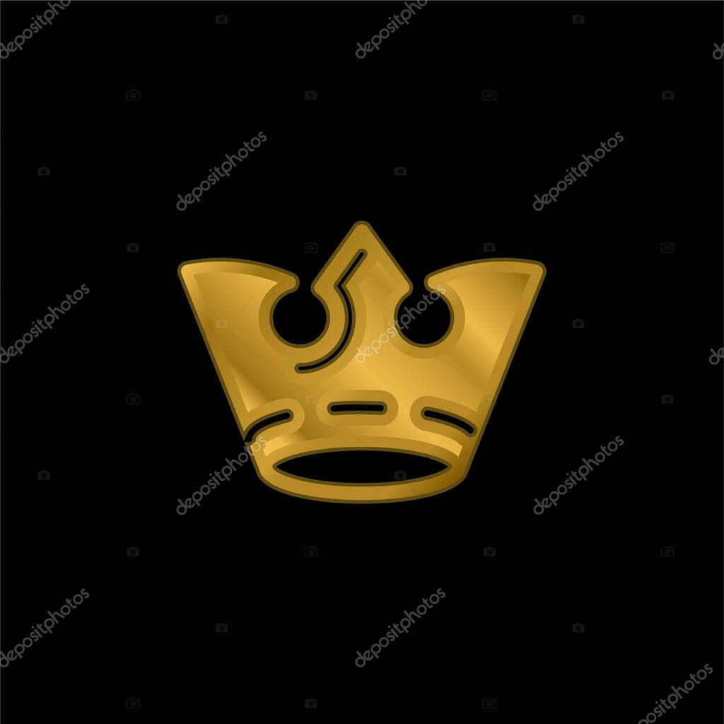 Crown gold plated metalic icon or logo vector