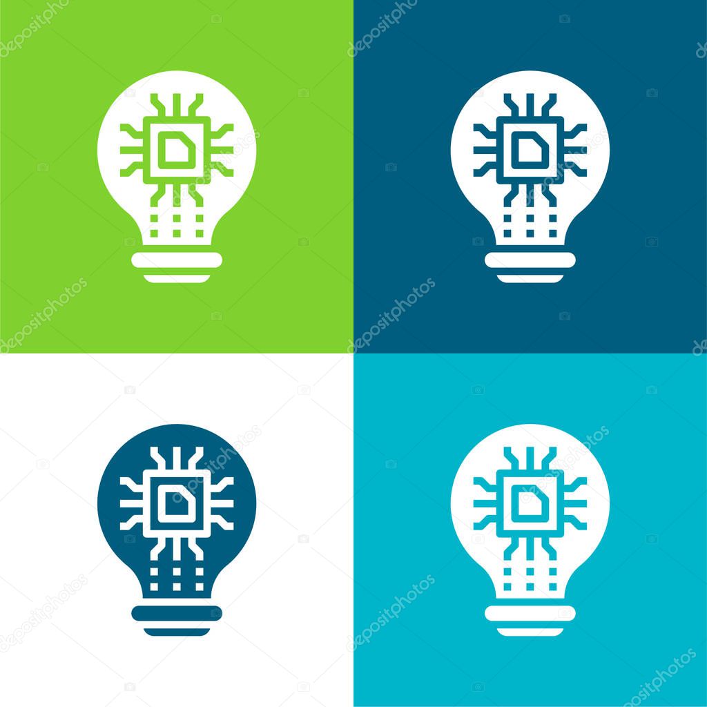 Artificial Intelligence Flat four color minimal icon set