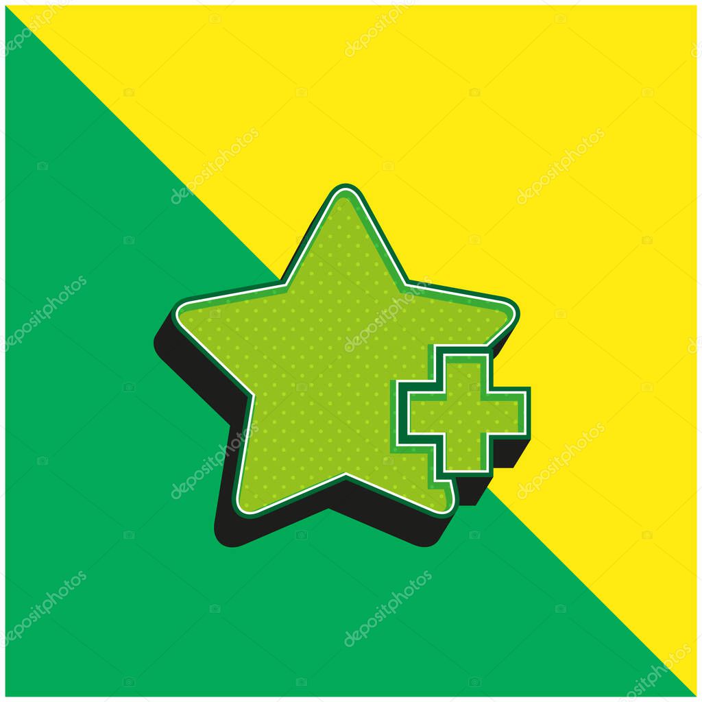 Add Favorite Star Interface Symbol Green and yellow modern 3d vector icon logo