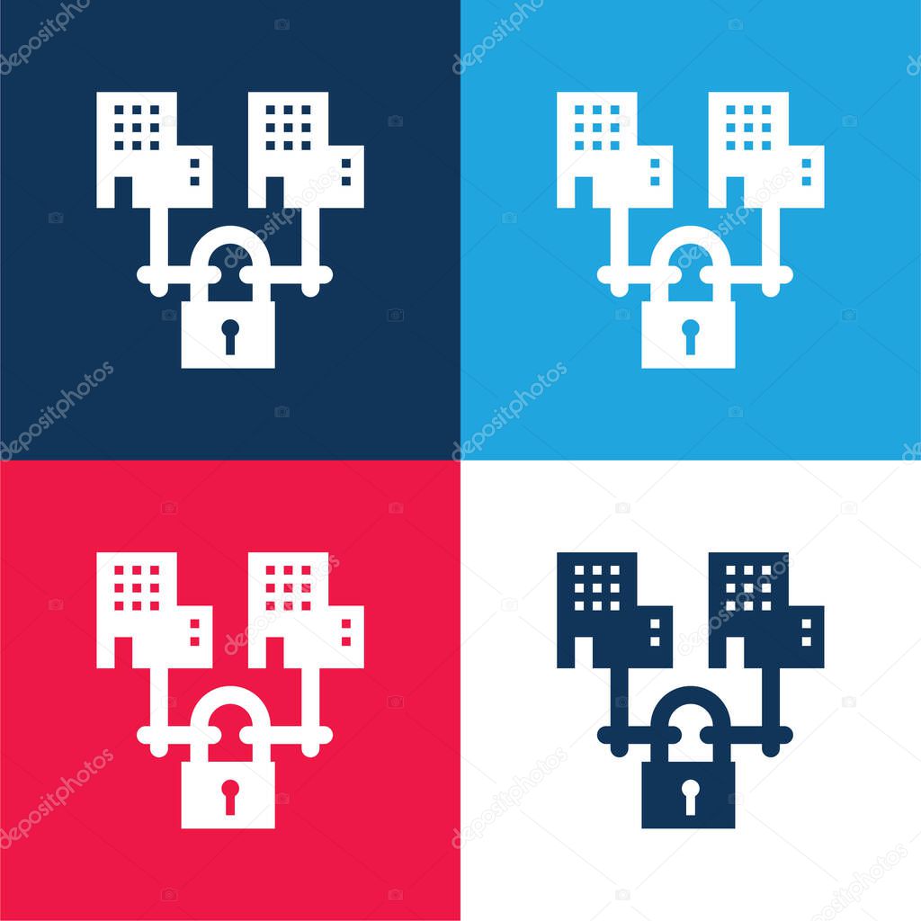 B2b blue and red four color minimal icon set