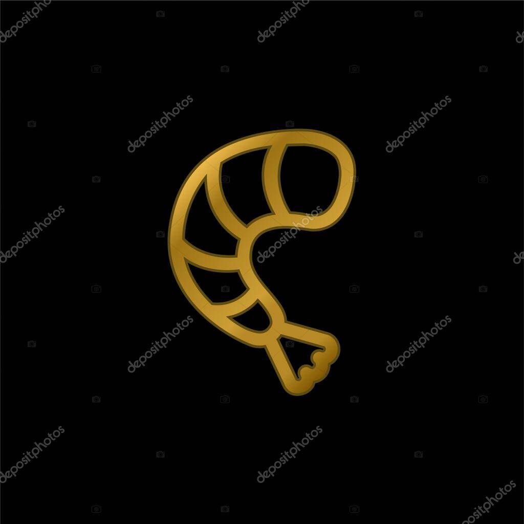 Big Shrimp gold plated metalic icon or logo vector