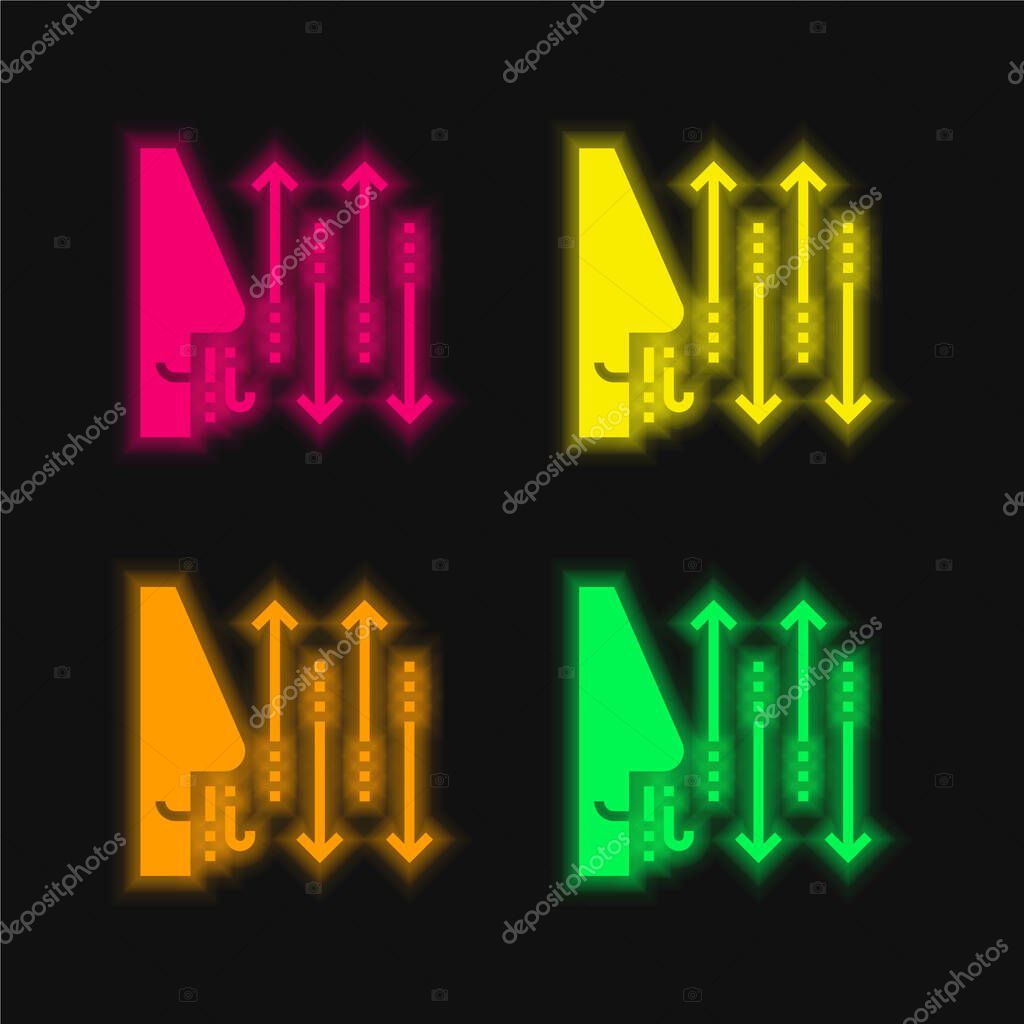 Breathing four color glowing neon vector icon