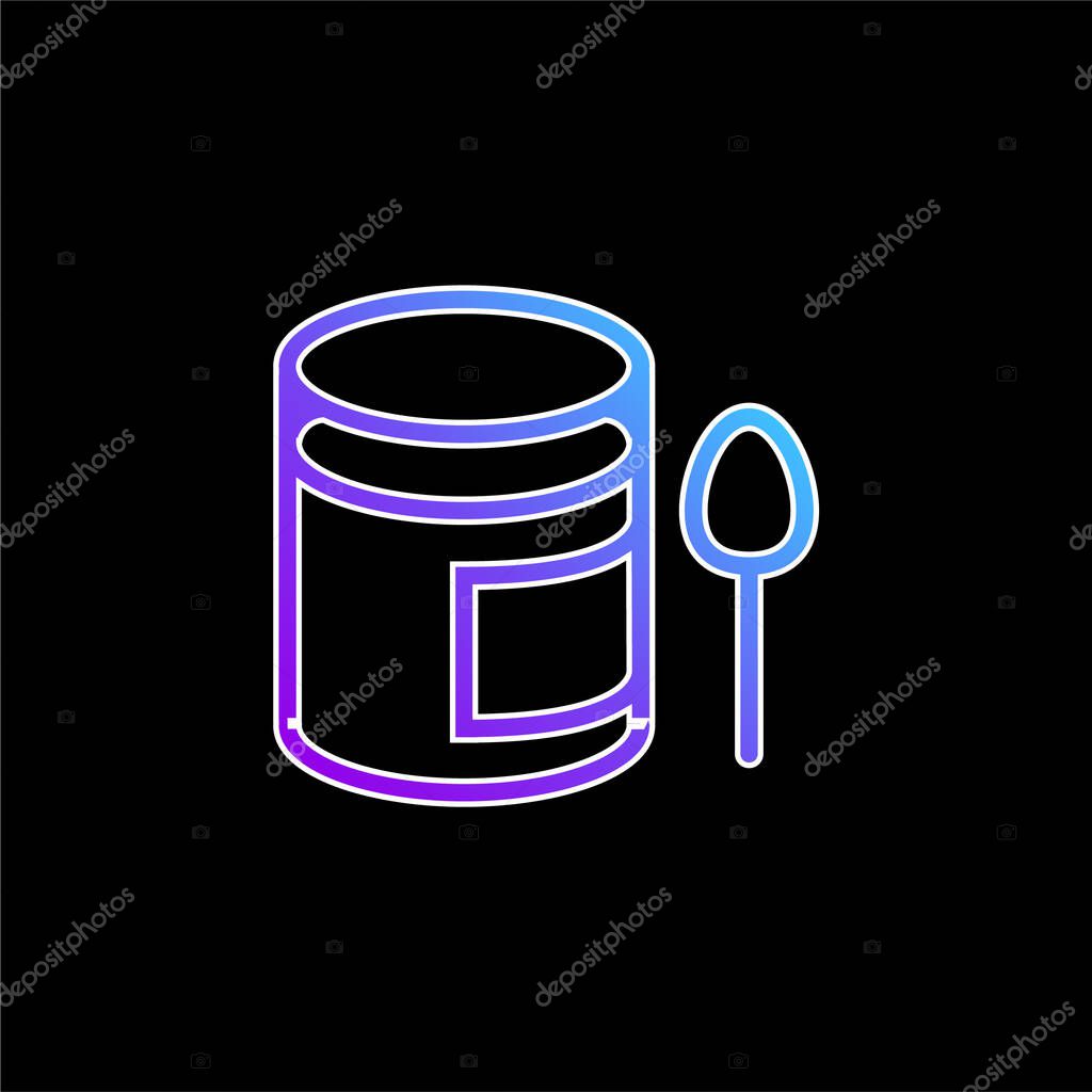 Baby Puree Pot And A Spoon blue gradient vector icon
