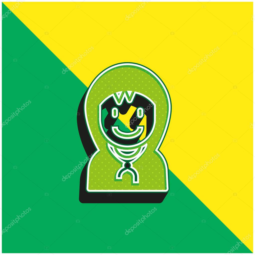 Boy Green and yellow modern 3d vector icon logo