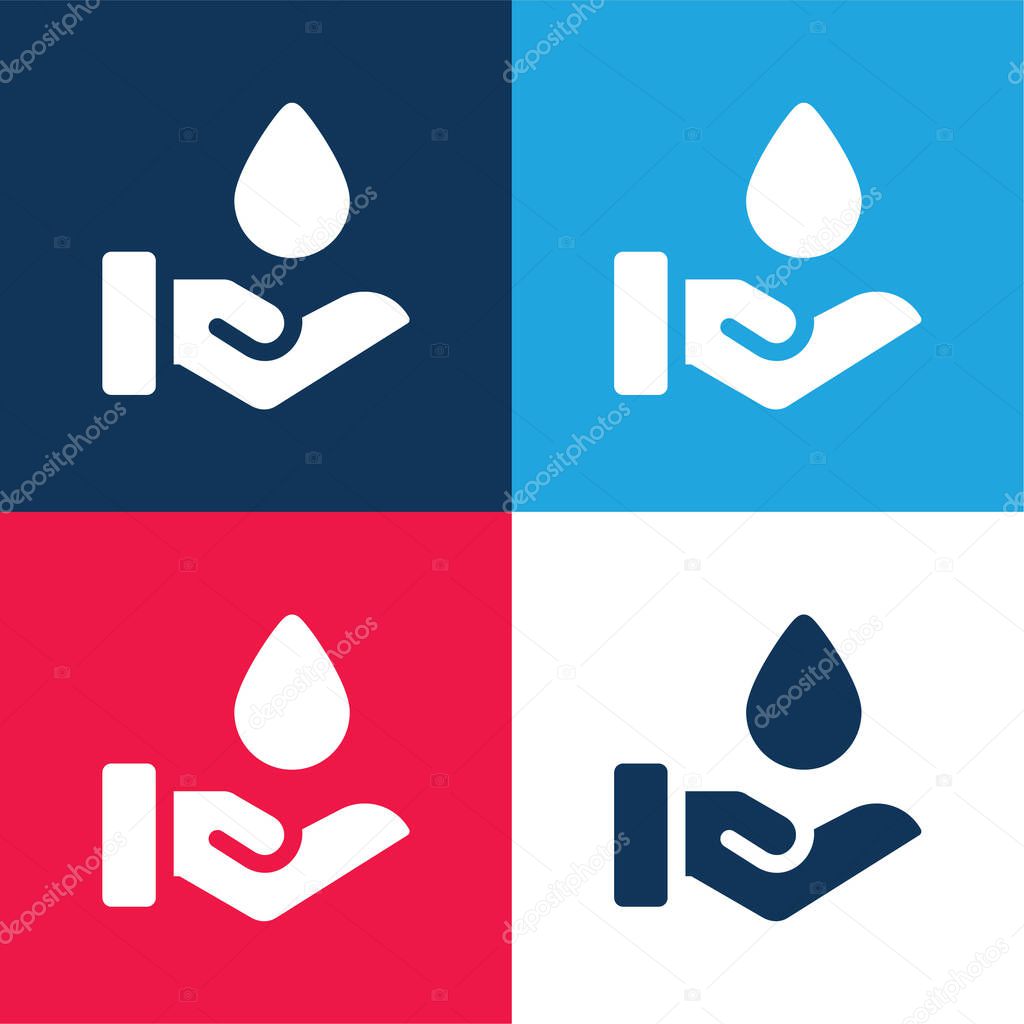 Blood Drop blue and red four color minimal icon set