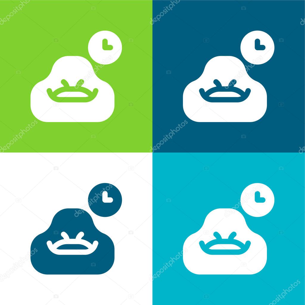 Bean Bag Flat four color minimal icon set