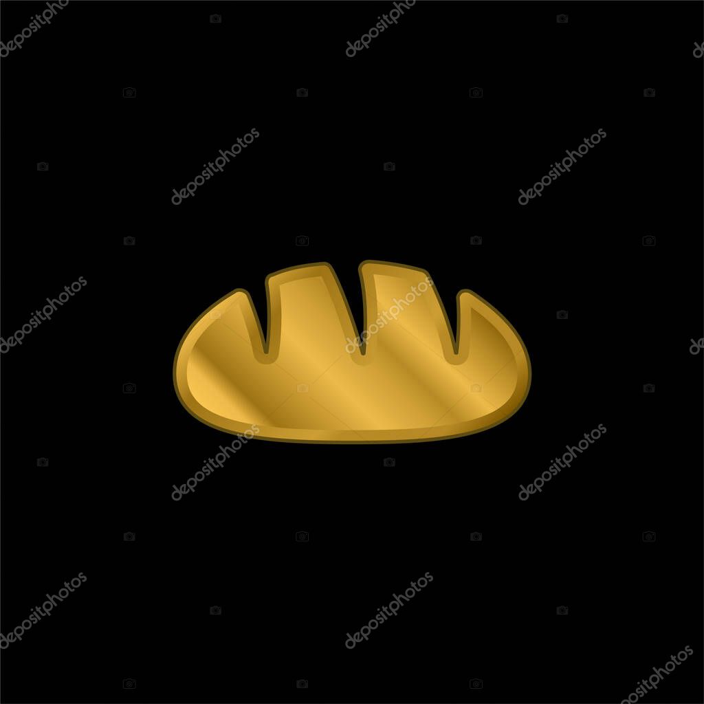 Bread Silhouette Side View gold plated metalic icon or logo vector