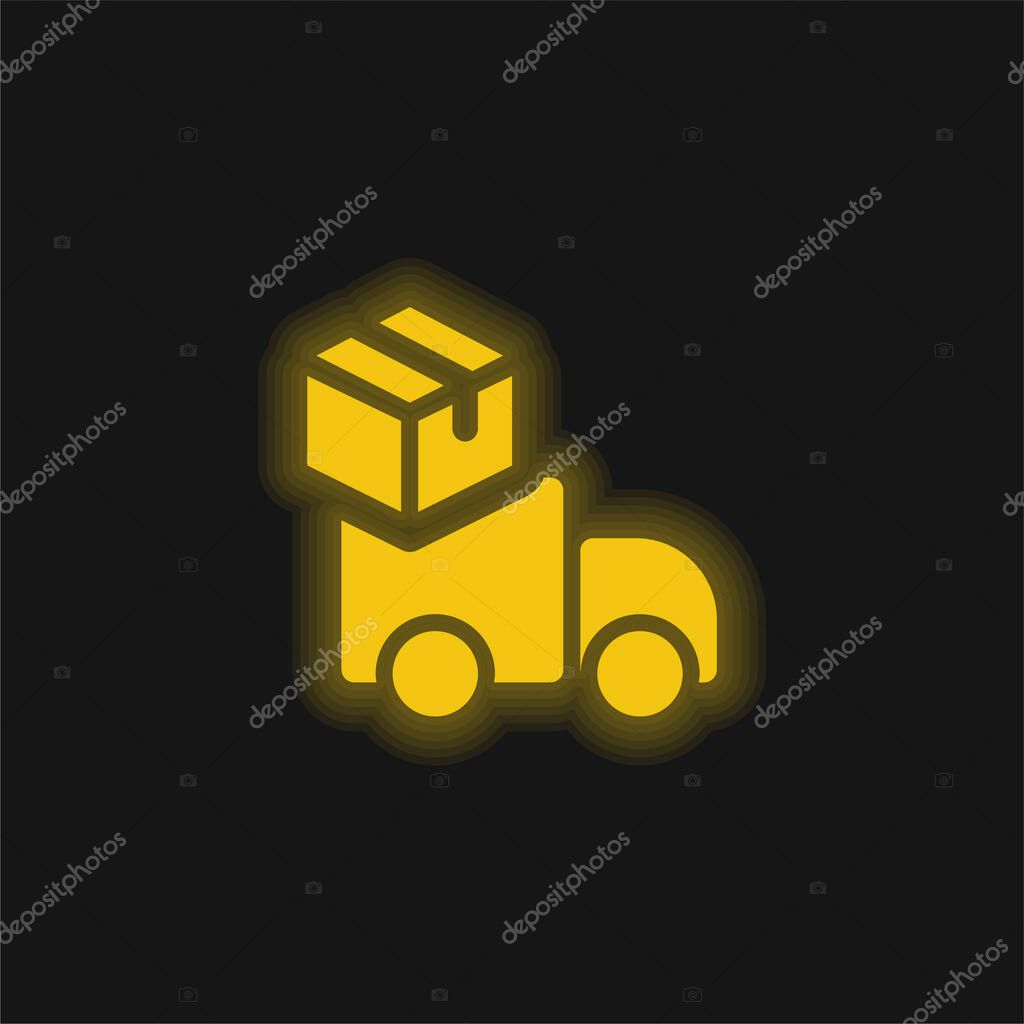 Box yellow glowing neon icon