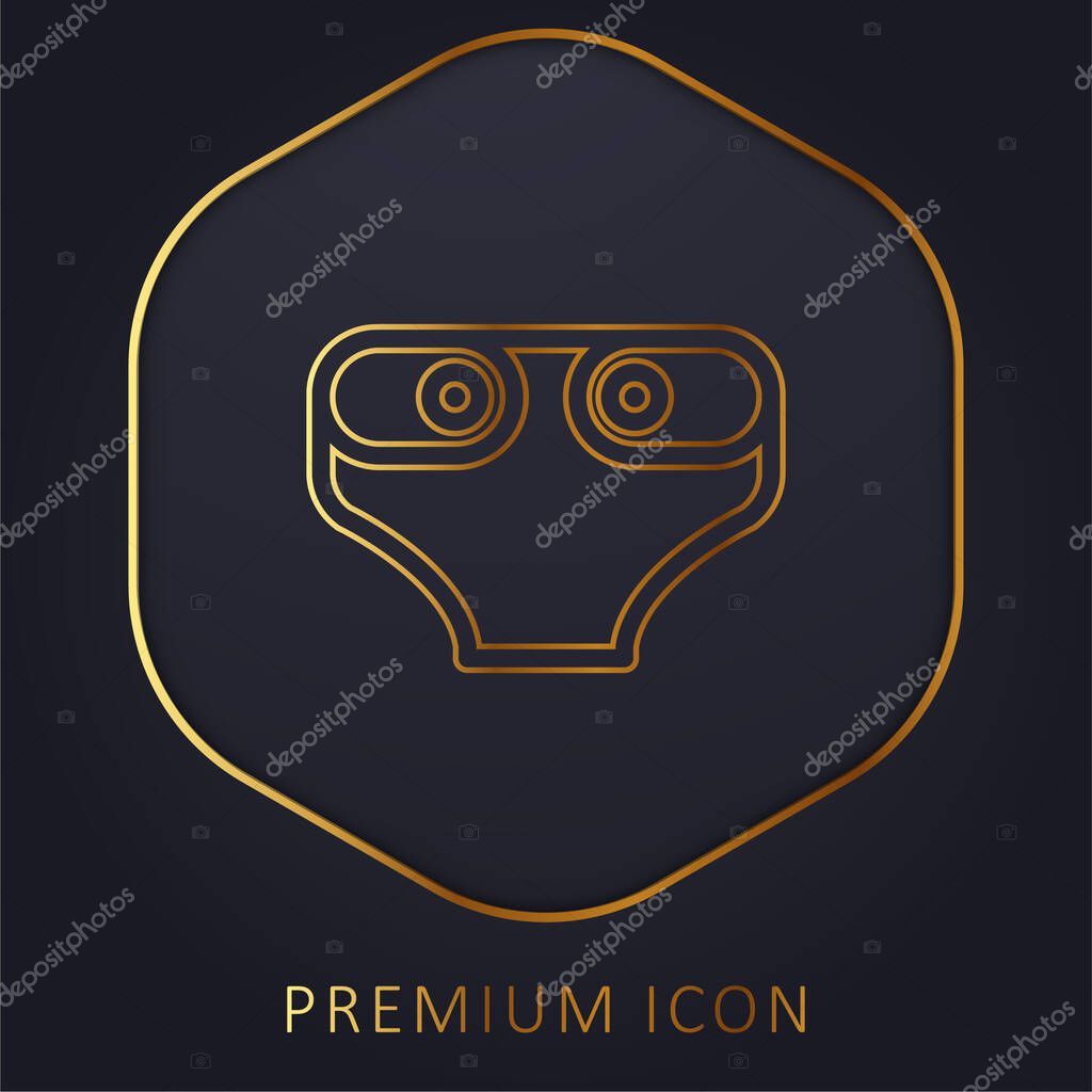 Baby Diaper Outline golden line premium logo or icon