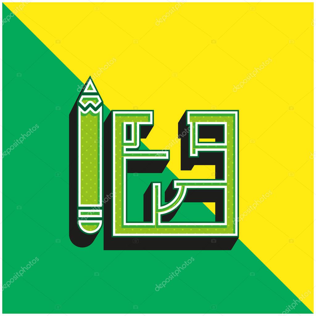 Architecture Green and yellow modern 3d vector icon logo