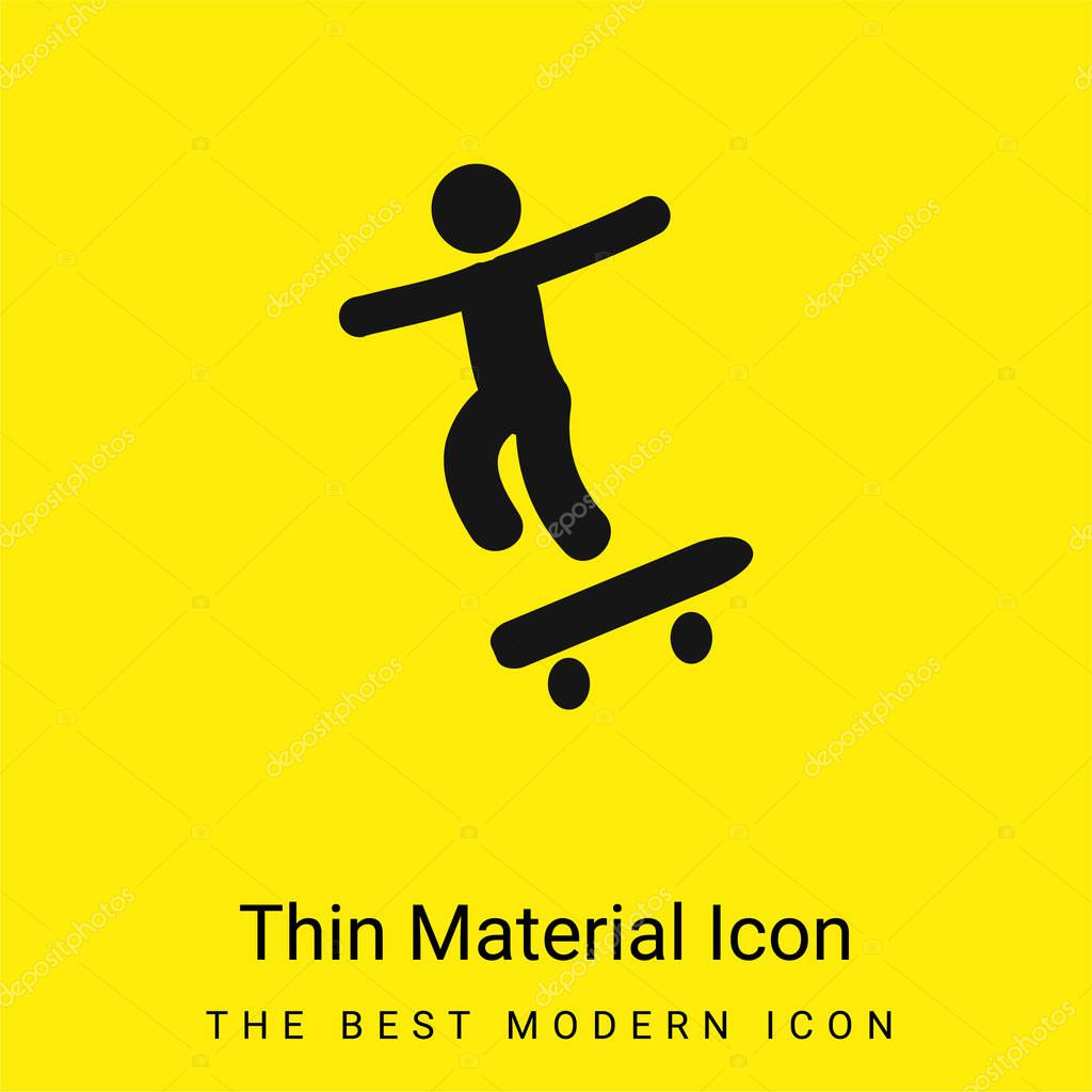 Boy With Skatingboard minimal bright yellow material icon