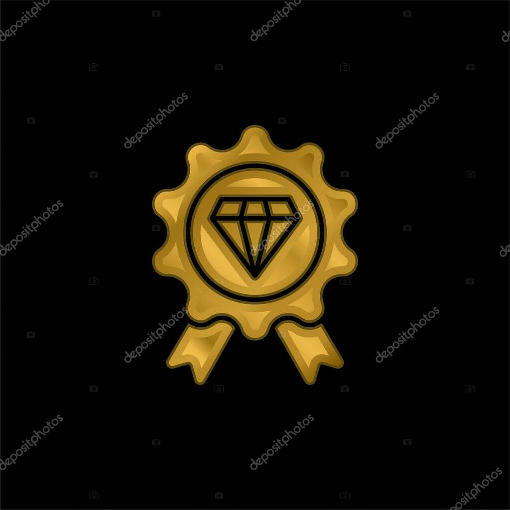 Badge gold plated metalic icon or logo vector