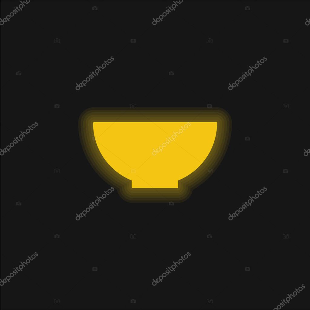 Bowl yellow glowing neon icon