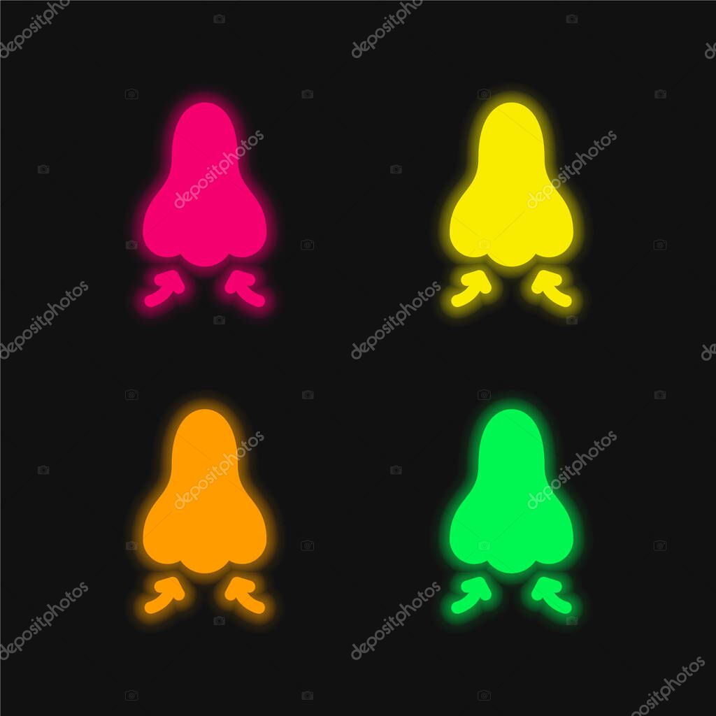 Breathe four color glowing neon vector icon