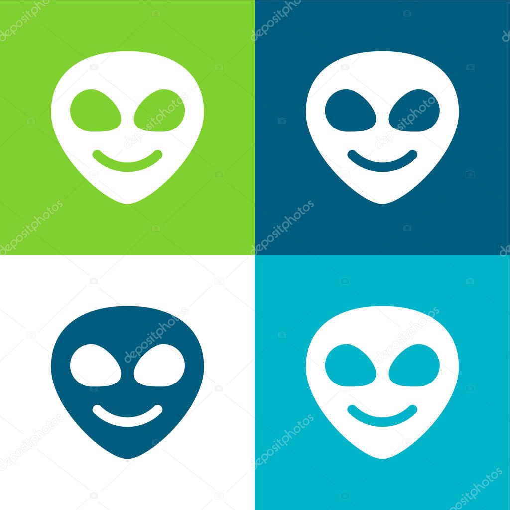 Alien Flat four color minimal icon set