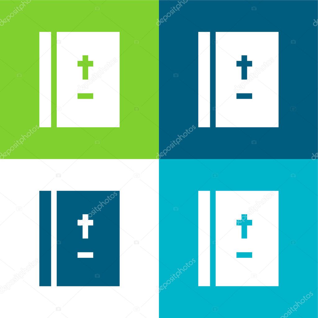 Bible Flat four color minimal icon set