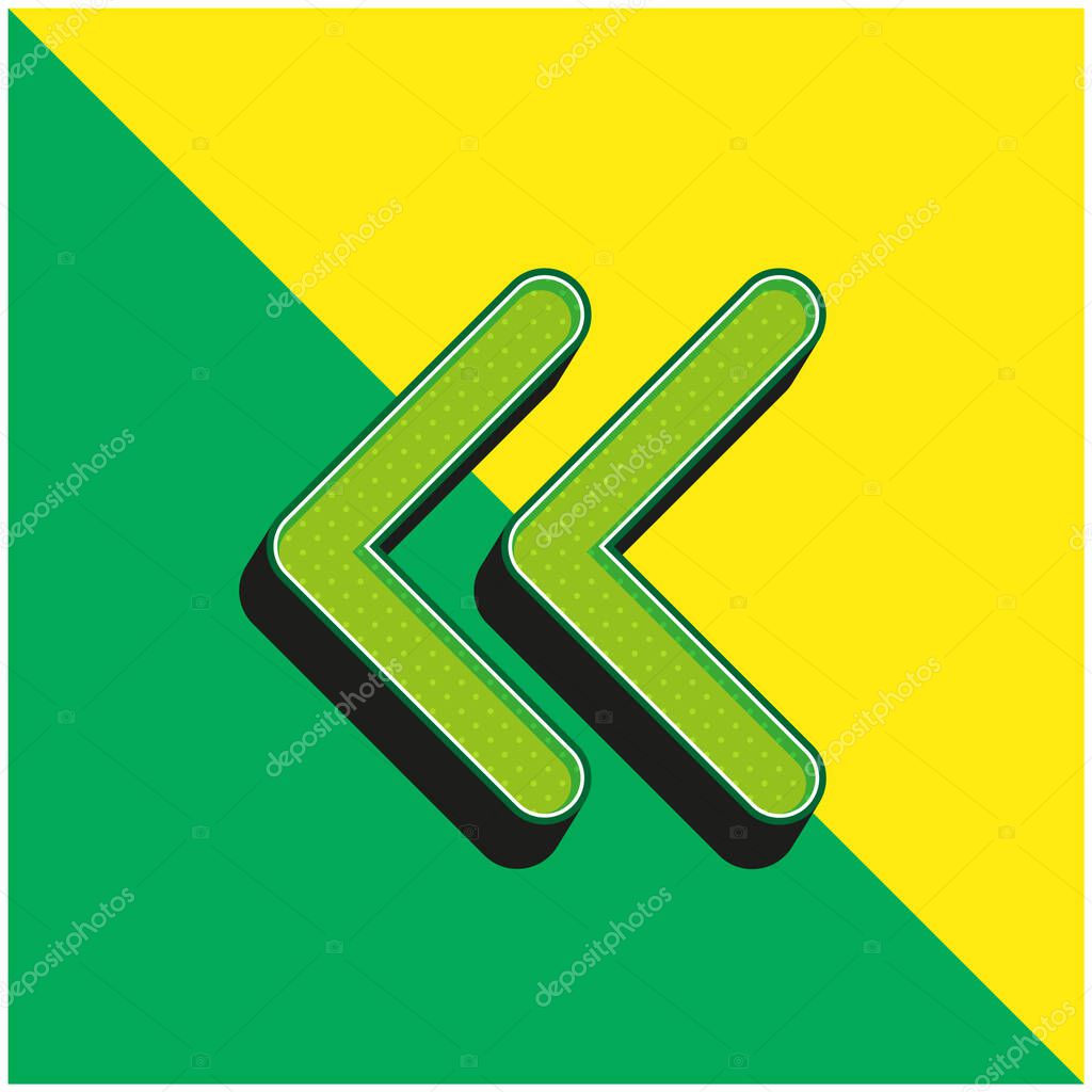 Arrowheads Of Thin Outline To The Left Green and yellow modern 3d vector icon logo