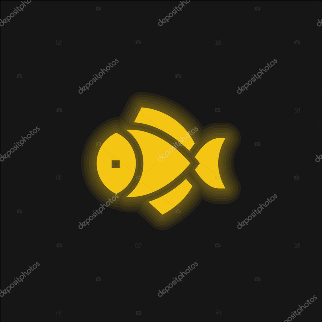 Big Fish yellow glowing neon icon