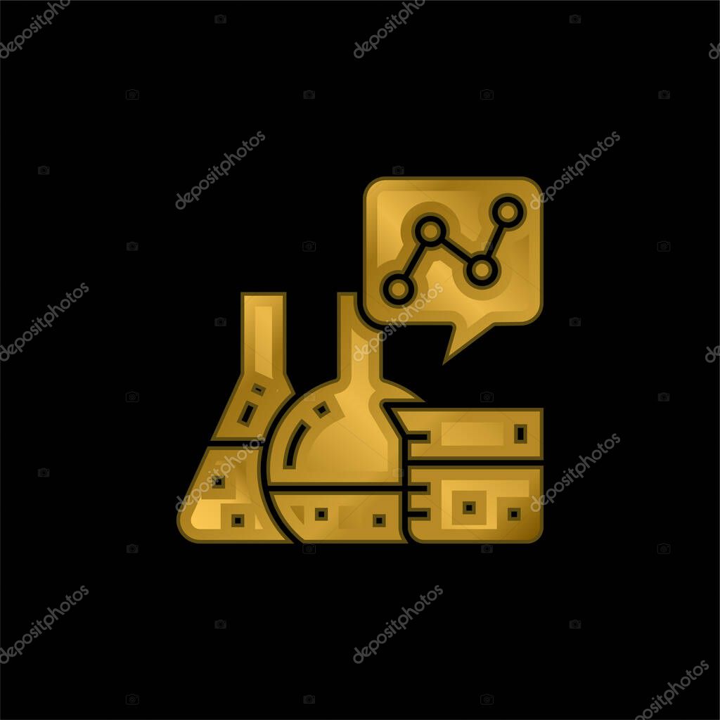 Analytics gold plated metalic icon or logo vector