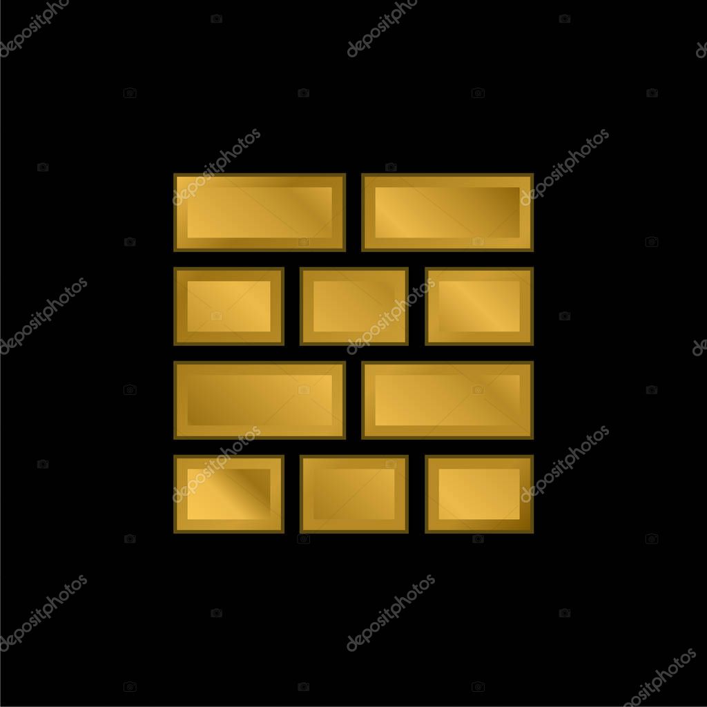 Bricks Layout gold plated metalic icon or logo vector