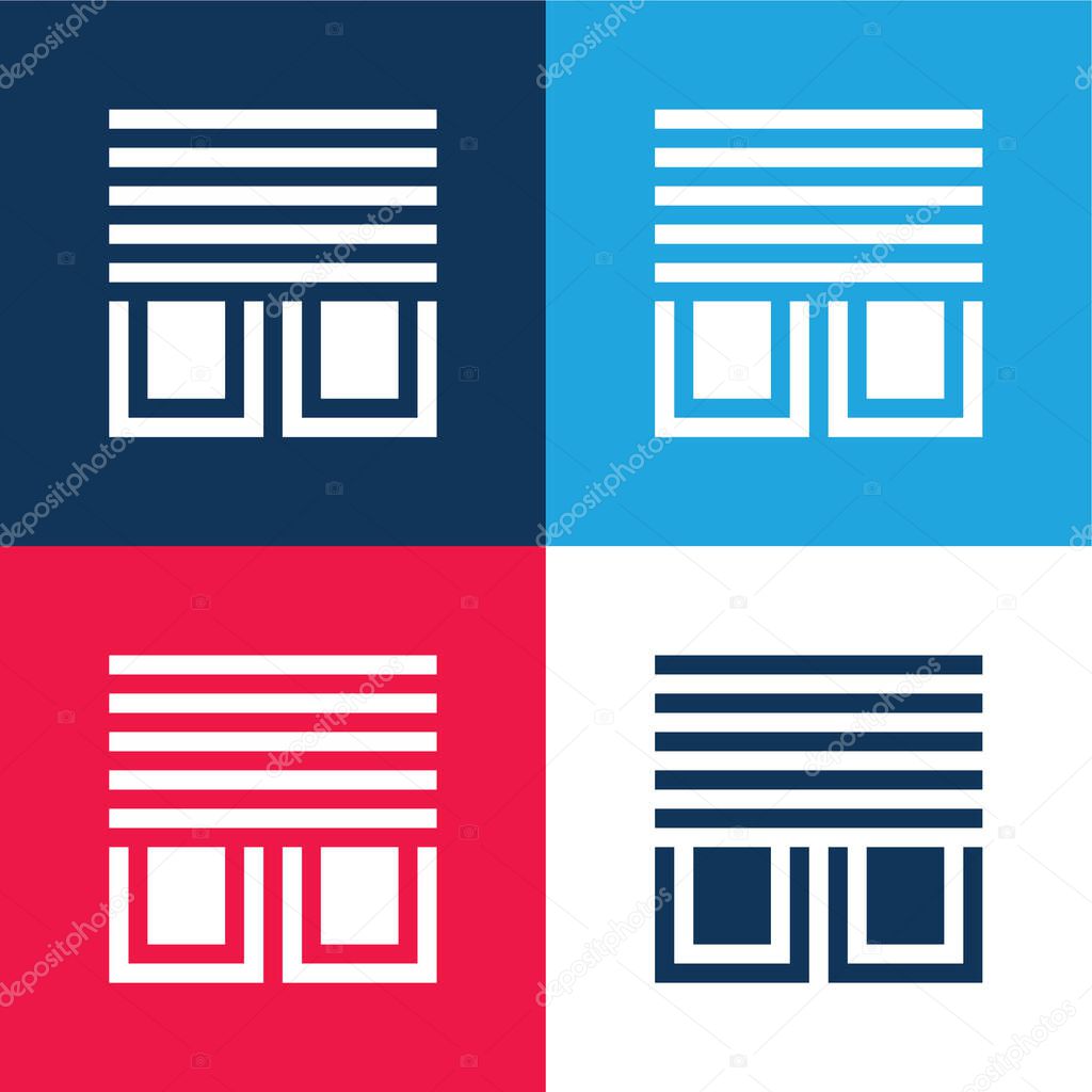 Blinds blue and red four color minimal icon set