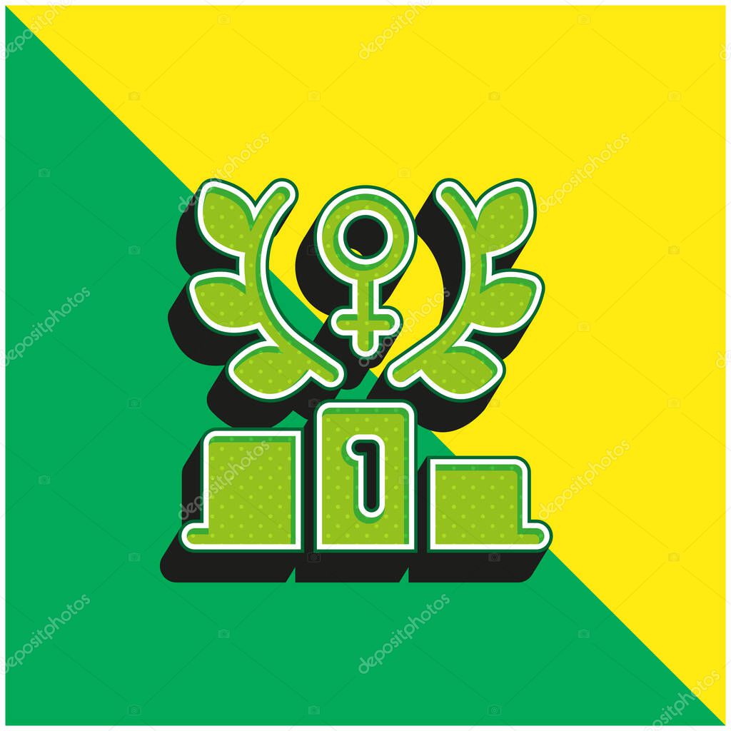 Achievement Green and yellow modern 3d vector icon logo